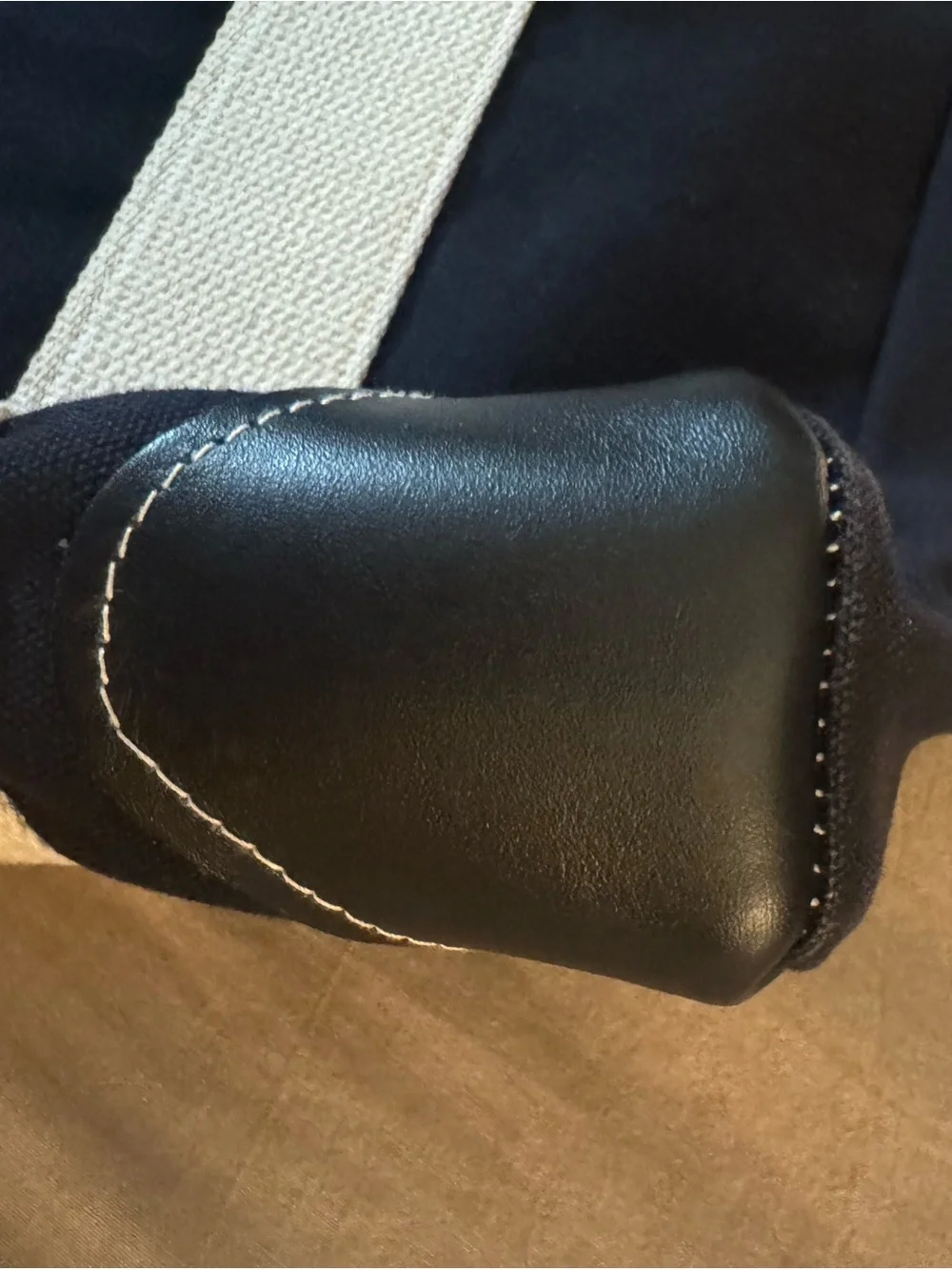 Beckel Canvas Durable Black Canvas Briefcase with Cream Webbing Handles